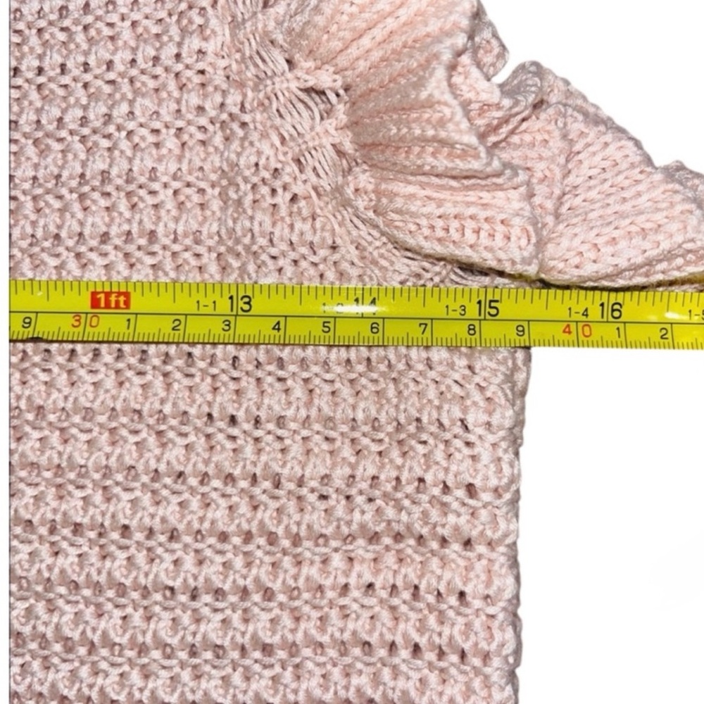 Mable - Crochet Knit Ruffle Sleeveless Tank Top in Pastel Pink - Size Small -EUC - Picture 7 of 9